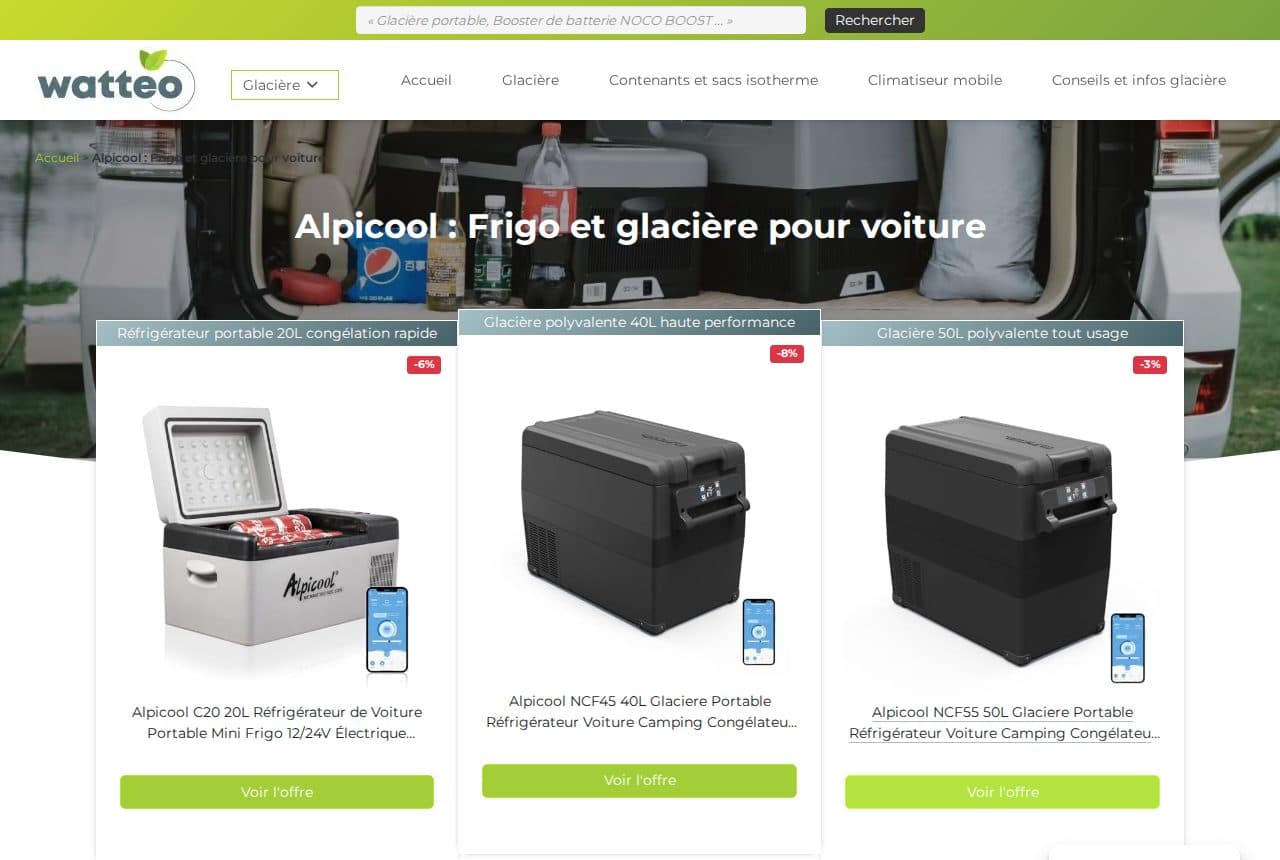 Glacières à compression Alpicool (20 à 50 litres) chez un distributeur français, avec prix et remises